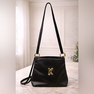 Paloma Picasso Black Shoulder Bag with Gold Accents - Single or double strap